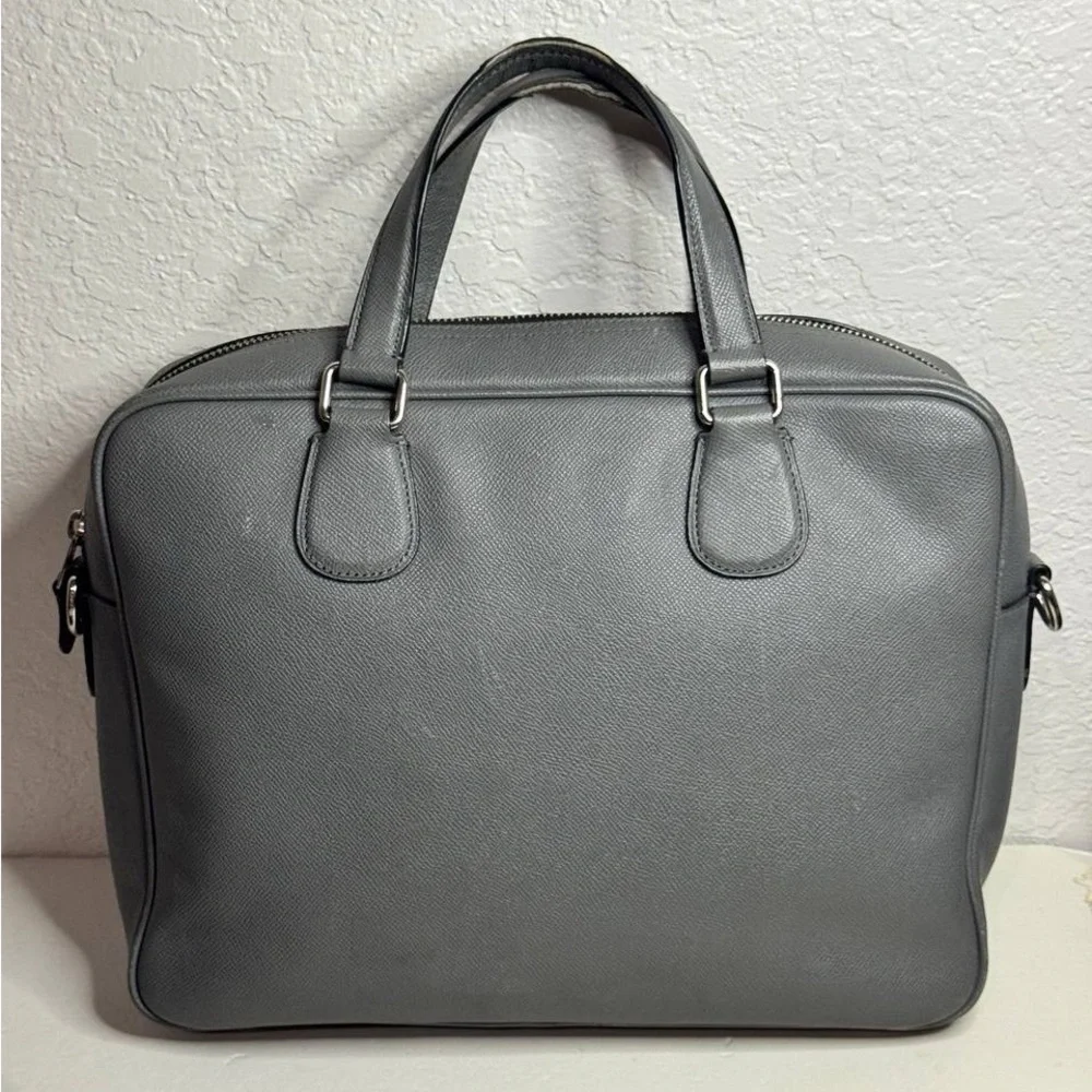 Coach Kennedy Briefcase Grey Saffiano Leather